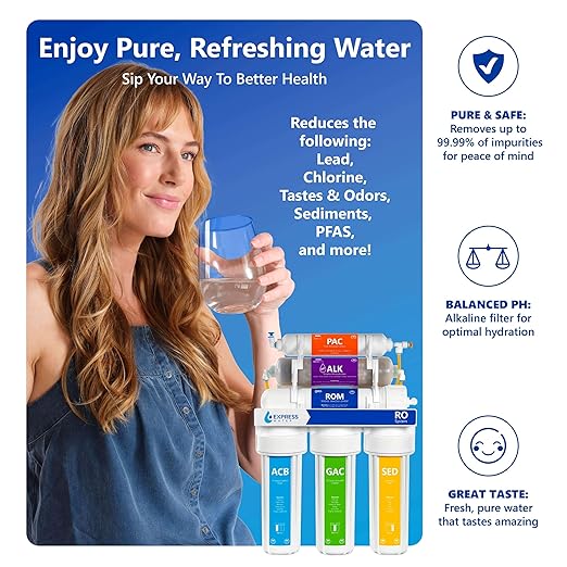 Express Water Reverse Osmosis Alkaline Water Filtration System – 10 Stage RO Water Filter with Faucet and Tank – Under Sink Water Filter with Alkaline Filter for Added Essential Minerals – 50 GPD-Ruum Studio Home