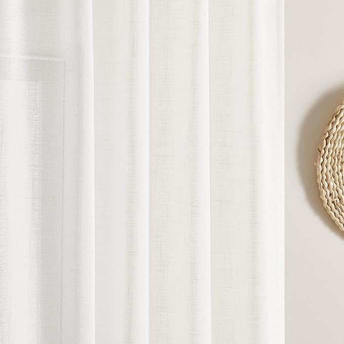 Joydeco Sheer Curtains 72 Inches Long, White Curtains for Living Room 2 Panels Set, Window Curtains Privacy Assured with Light Filtering(W52 x L72 Inch,Pure White)-Ruum Studio Home