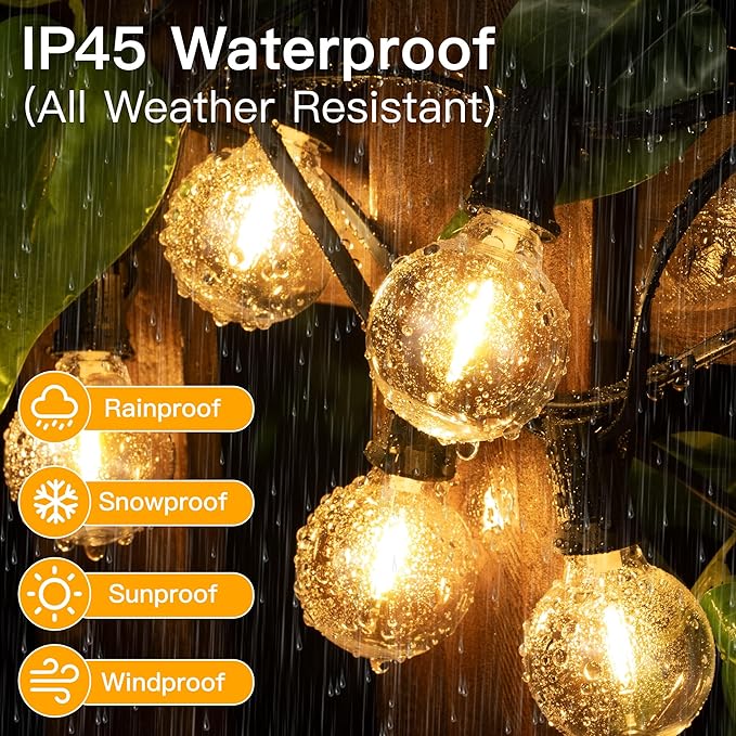 Cccinny Outdoor String Lights 25 FT G40 Globe String Lights with 13 Edison Plastic Bulbs(1 Spare), Waterproof Shatterproof Connectable Hanging Lights for Backyard Porch Balcony Party Xmas Decor-Ruum Studio Home