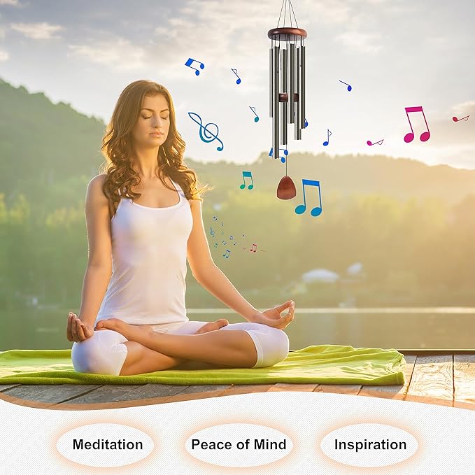 Large Aluminium Wind Chimes 37 Inches to Create a Zen Atmosphere Suitable for Outdoor, Garden, Patio Decoration. Classic Wind Chimes with Wind Catcher Suitable as A Gift for Unisex(Copper)-Ruum Studio Home
