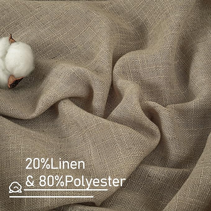 LAMIT Linen Curtains 63 Inch Length 2 Panels for Bedroom, Semi Sheer Drapes Light Filtering Neutral Window Treatments with Bronze Grommet for Living Room Rustic Country Decor, Taupe, 52 X 63 Inch-Ruum Studio Home