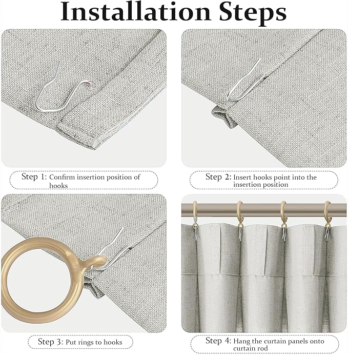 FMFUNCTEX Pinch Pleated Curtains 96 Inches Long for Living Room,Cream Beige Semi Sheer Faux Linen Textured Pleat Drapes for Bedroom with Hooks, Light Filtering Farmhouse Window Drapes 2 Panels-Ruum Studio Home