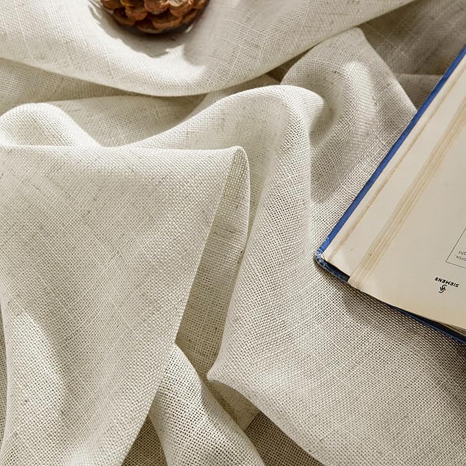 Joydeco Linen Curtains 108 Inch Length 2 Panel Sets,Light Filtering Curtains for Bedroom 100 Inch Wide Living Room Drapes with Back Tabs & Rod Pockets (W100 x L108 Inch, Beige)-Ruum Studio Home