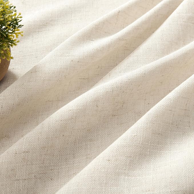 Joydeco Custom Linen Curtains for Living Room, Semi-Sheer Curtain 1 Panel Light Filtering Rod Pocket Back Tab (Linen, Custom Size)-Ruum Studio Home