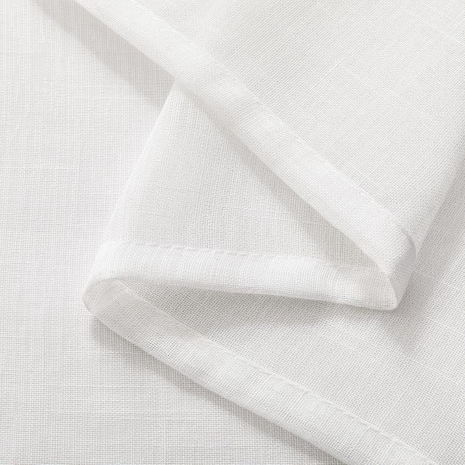 Joydeco Sheer Curtains 72 Inches Long, White Curtains for Living Room 2 Panels Set, Window Curtains Privacy Assured with Light Filtering(W52 x L72 Inch,Pure White)-Ruum Studio Home