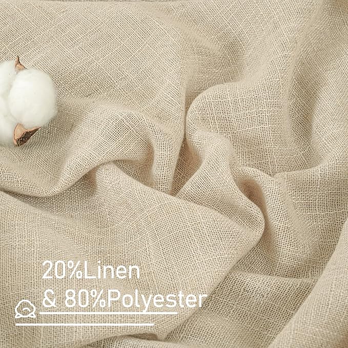 LAMIT 45 Inch Short Window Linen Curtains for Bedroom, Light Filtering Panels Bronze Grommet Neutral Drapes for Cafe/Bathroom/Loft Room, Linen, 2 Panels, 34 x 45 Inch-Ruum Studio Home