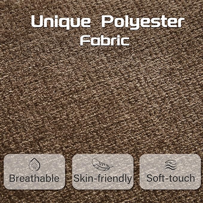 VKNOW Accent Chair Living Room Chair Set of 2, Modern Upholstered Armchair with Solid Wood Legs, Comfy Barrel Arm Chairs for Living Room Bedroom, Brown-Ruum Studio Home