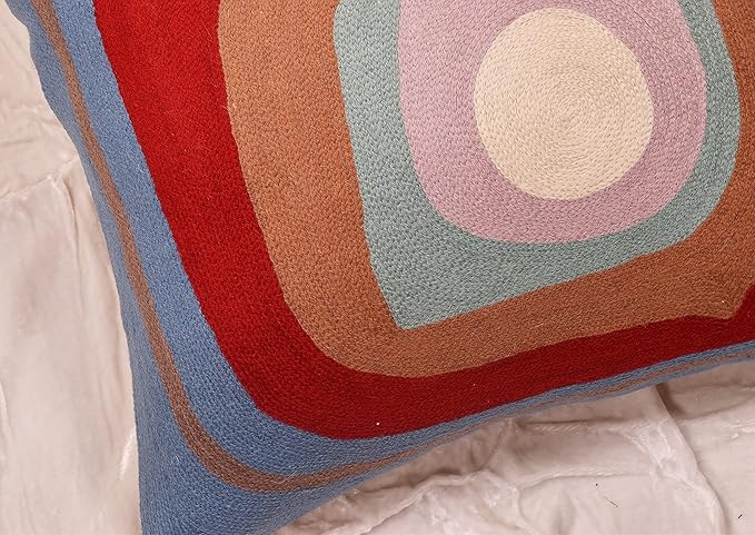 Kandinsky Modern Pillow Cover - Ruby Abstract Pillows | Contemporary Pillows | Mid Century Chair Cushions | Handmade Wool Size 18x18-Ruum Studio Home