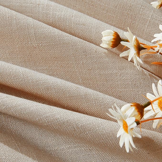 Joydeco Linen Curtains for Living Room,Light Filtering Rod Pocket Back Tab Semi Sheer Drapes Window Long Curtains 72 inches Long Sheer Bliss-Ruum Studio Home