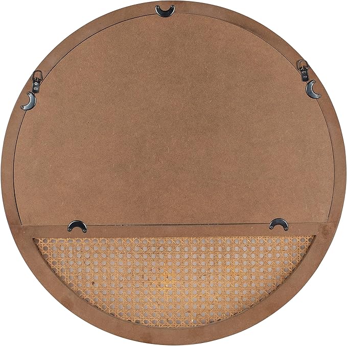 Rattan Round Mirror, 24 Inch Wall Mirror for Living Room Decor, Wooden Framed, Vintage Hanging Mirror, Hand-Woven for Wall Art Decoration-Ruum Studio Home