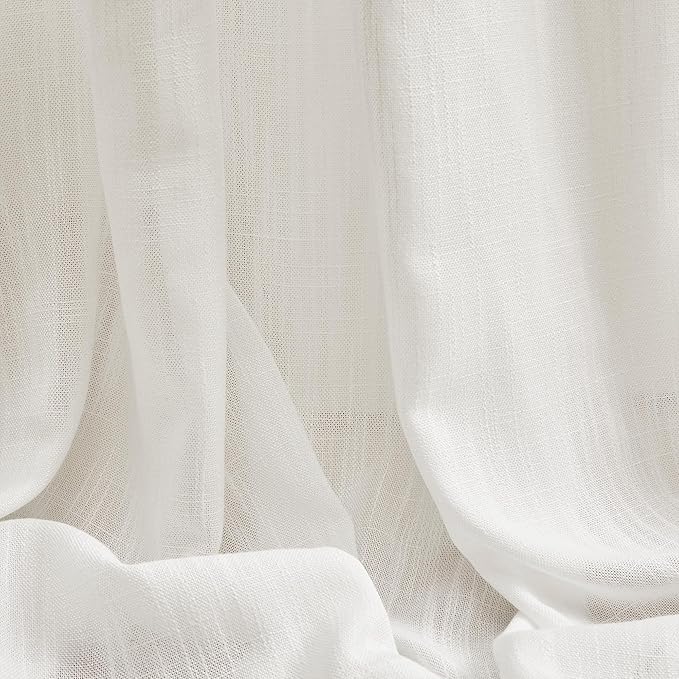 MYSKY HOME Short Curtains for Small Kitchen Windows 45 inches Length, Linen Look Curtain Drapes Cotton Polyester Blend, Soft Fabric Light Filtering Privacy Protect, 50 x 45 inches, Natural, 2 PCs-Ruum Studio Home