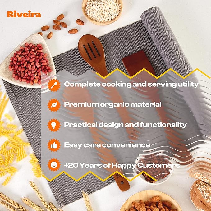 Riveira Premium Brown Bamboo Wooden Spoons for Cooking Set of 3 – Premium Brown Bamboo Wooden Cooking Utensils, Wooden Spatula, Wooden Spoon - Premium Quality Wooden Utensil Set for Non-Toxic Cooking-Ruum Studio Home