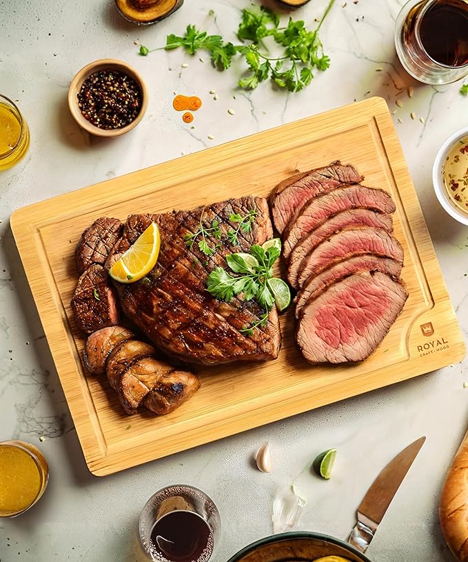 ROYAL CRAFT WOOD Extra Large Cutting Boards for Kitchen Meal Prep & Serving-Bamboo Wood Cutting Board with Deep Juice Groove - Charcuterie & Chopping Butcher Block for Meat - Gadgets Gift (XL 18x12")-Ruum Studio Home