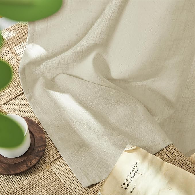 Joydeco Linen Curtains - 108 Inch Length, 2 Panels Set for Living Room, Light Filtering (W52 x L108 Inch, Pistachio Shell)-Ruum Studio Home