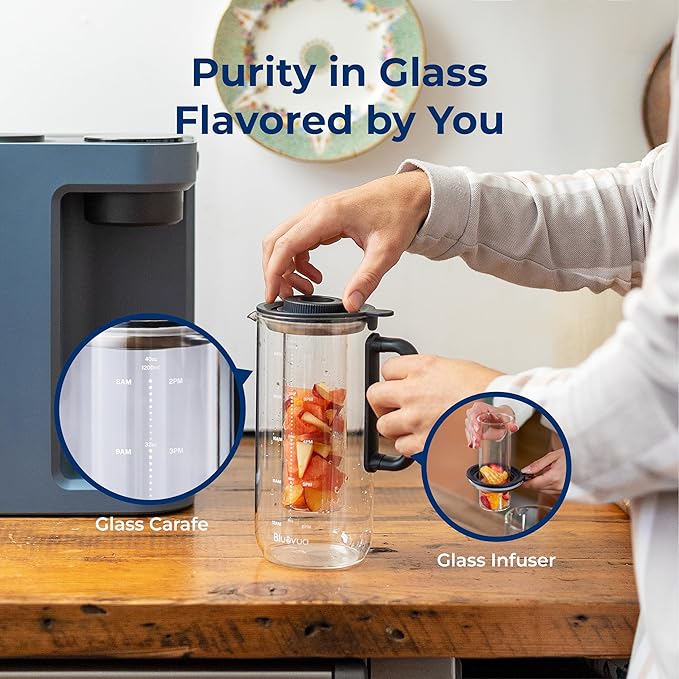 Bluevua RO100ROPOT-LITE Countertop Reverse Osmosis Water Filter System, 5 Stage Purification, 3:1 Pure to Drain, Portable Water Purifier (No Installation Required) (Blue)-Ruum Studio Home