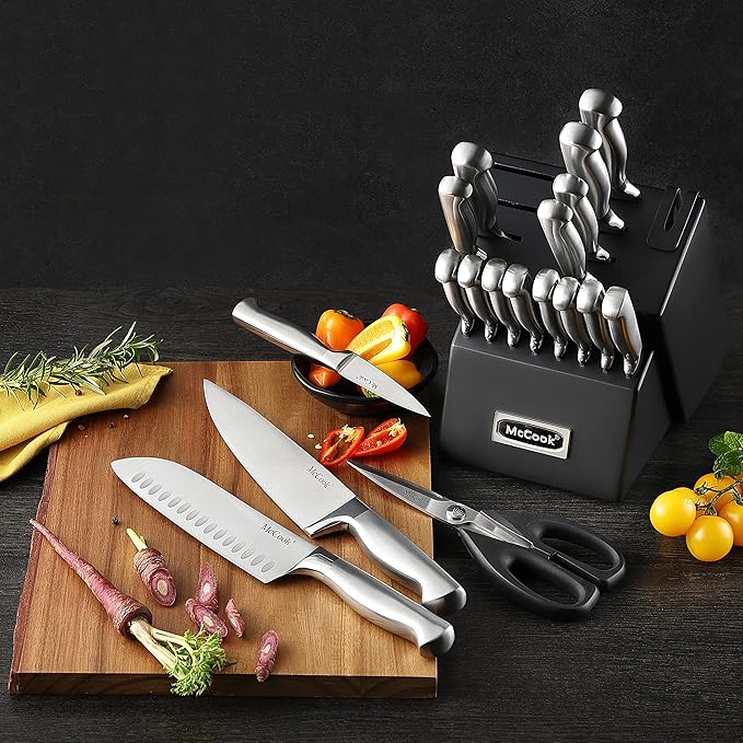 McCook® Knife Sets,German Stainless Steel Kitchen Knives Block Set with Built-in Sharpener-Ruum Studio Home