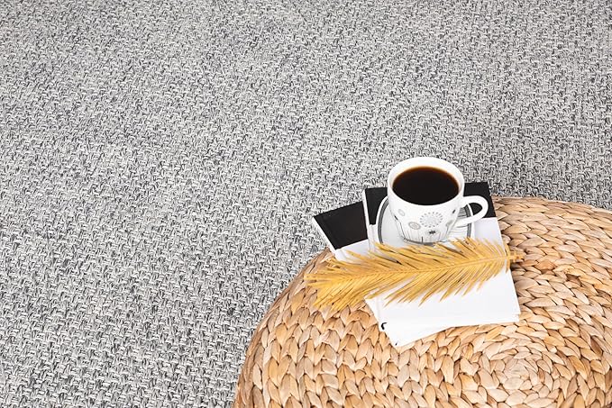 CAMILSON Easy Jute Rug 8x10, Indoor Outdoor Grey Color Area Rugs for Living Room Farmhouse Patio and Kitchen Rug, Solid Boho Woven Design, Easy-Cleaning, Washable Outside Carpet Alfombras (8 x 10)-Ruum Studio Home