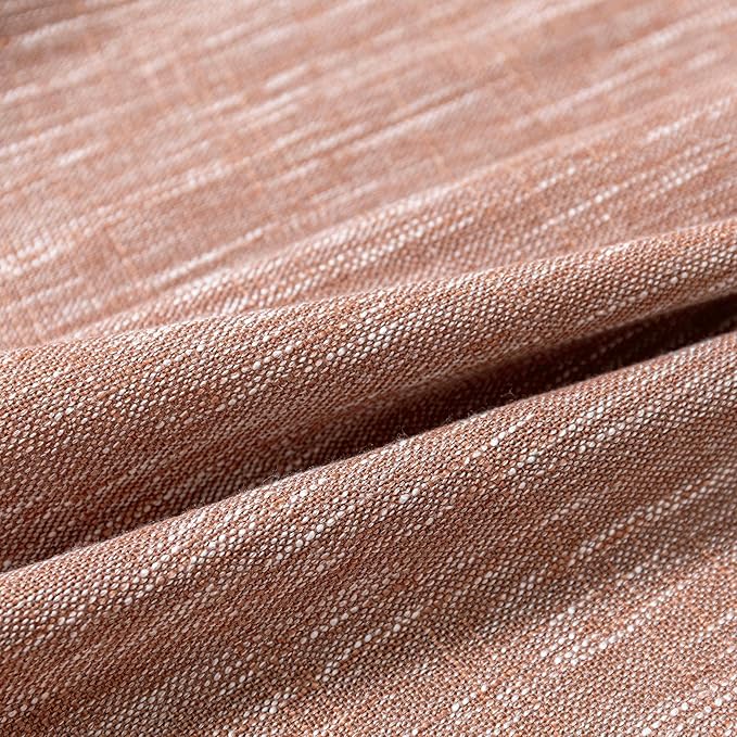 MYSKY HOME Living Room Curtains for Windows, Linen Look Texture Semi Sheers Boho Drapes Extra Long Floor Length Curtain Panels Soft Cotton Fabric, 50 x 108 Inch, Brick Red, 2 PCs-Ruum Studio Home