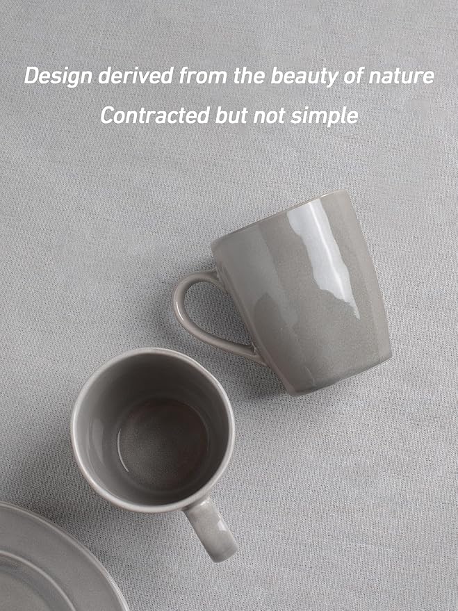 famiware Aurora Coffee Mugs, 14oz Mug Set of 4, Stoneware Mug, Cups for Kitchen, Cappuccino, Latte, Reactive Glaze, Microwave Safe, Scractch-resistant, Slate gray-Ruum Studio Home