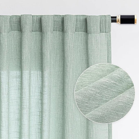 MYSKY HOME Living Room Curtains 84 Inches Long Semi Sheer Light Filtering Privacy Drapes for Bedroom Rod Pocket Textured Boho Home Decor, Backdrop Curtain for Parties, 50" x 84", Aqua, 2 Panels-Ruum Studio Home