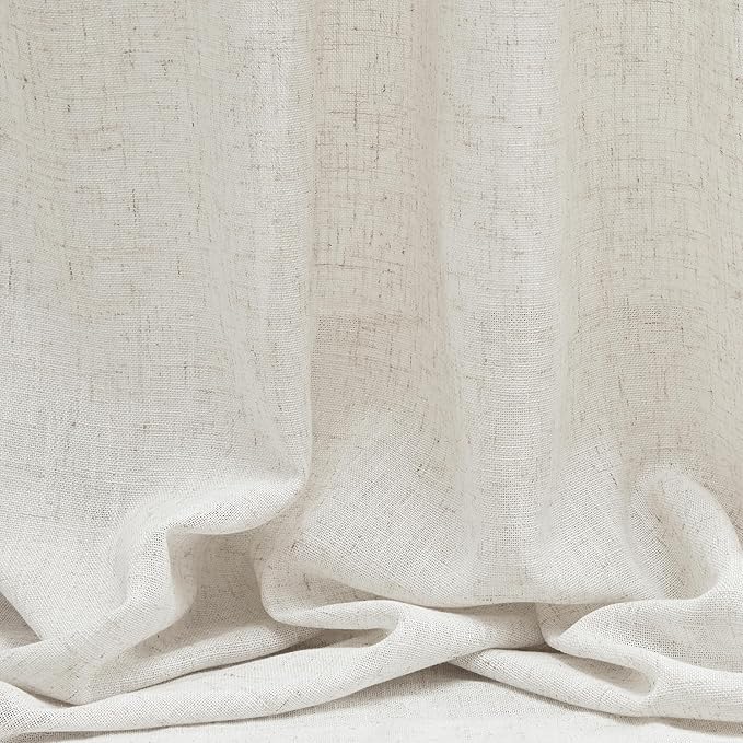 MYSKY HOME Boho Curtains 72 Inch Length, Linen Blend Drapes for Window Decoration French Door Curtain Panels Privacy Shade Burlap Farmhouse Rustic Style for Doorways, 50" x 72", Linen, 2 Panels-Ruum Studio Home