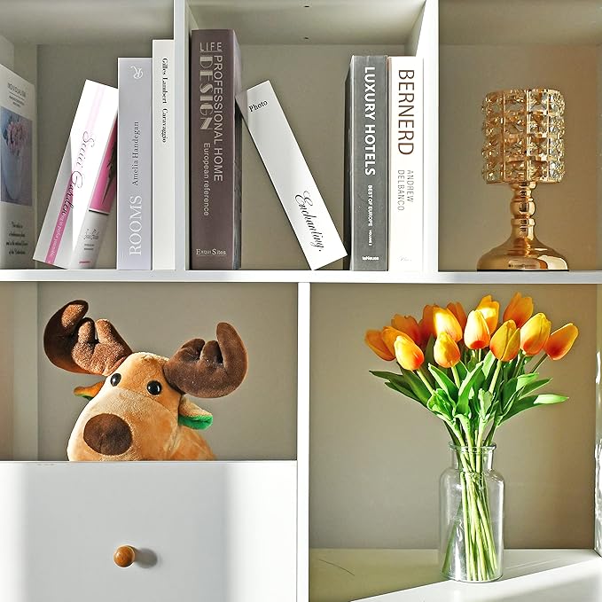 Mandy's Artificial Tulips 20 Stems Sunset PU Faux Flowers for Wedding Home Decor 13.5 Inch-Ruum Studio Home