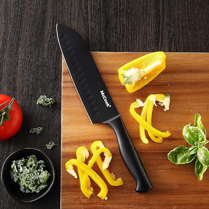 McCook® Premium Black Knife Sets,German Stainless Steel Kitchen Knives Block Set with Built-in Sharpener-Ruum Studio Home