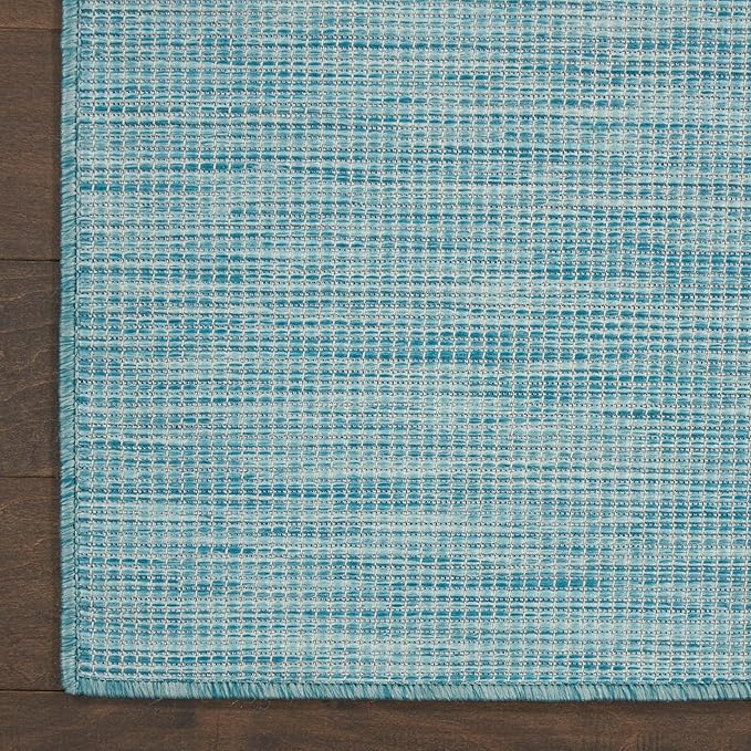 Nourison Positano Indoor/Outdoor Aqua 10' x 14' Area Rug, Easy Cleaning, Non Shedding, Bed Room, Living Room, Dining Room, Backyard, Deck, Patio (10x14)-Ruum Studio Home