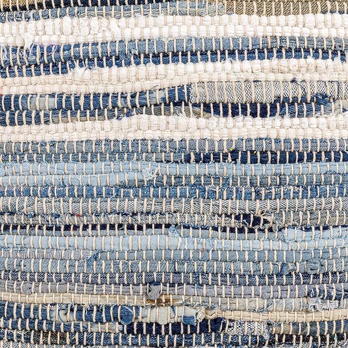 Mark&Day Pouf Ottoman, Korneuburg Natural Fiber Navy Cube Pouf Foot Rest for Living Room, Bedroom and Boho Home Decor (16"x16"x16")-Ruum Studio Home