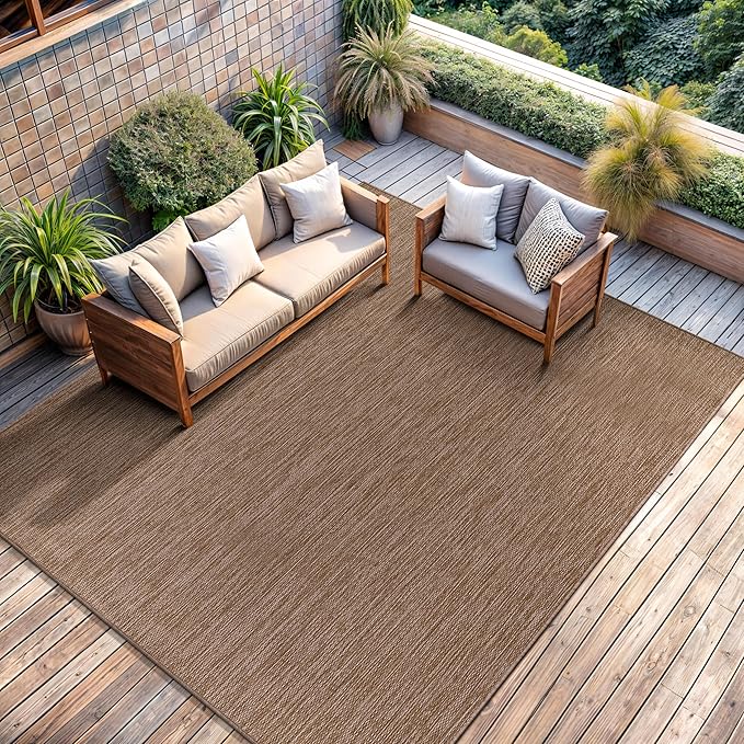 CAMILSON Outdoor Rug 8x10 Modern Area Rugs for Indoor and Outdoor Patios and Porches - Waterproof, Washable, Non-Shedding, Easy-to-Clean Outside Carpet (8 x 10, Solid - Jute)-Ruum Studio Home