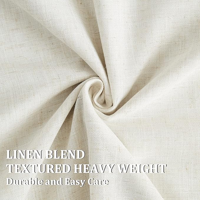 Vision Home Natural Pinch Pleated Full Blackout Curtains Linen Blended Room Darkening Window Curtains 120 inch for Living Room Bedroom Thermal Insulated Pinch Pleat Drapes with Hooks 10ft 40"Wx120"Lx2