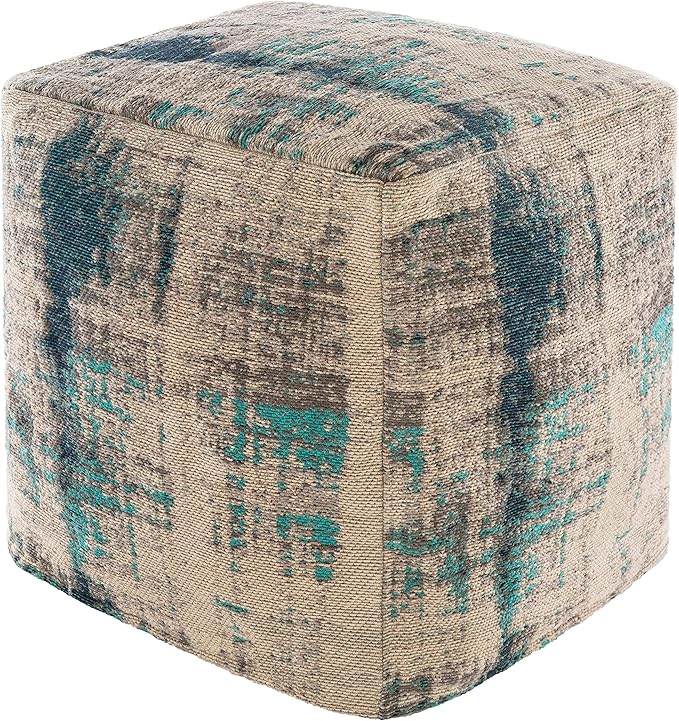 Mark&Day Pouf Ottoman, Puchenstuben Modern Aqua Cube Pouf Foot Rest for Living Room, Bedroom and Boho Home Decor (18"x18"x18")-Ruum Studio Home