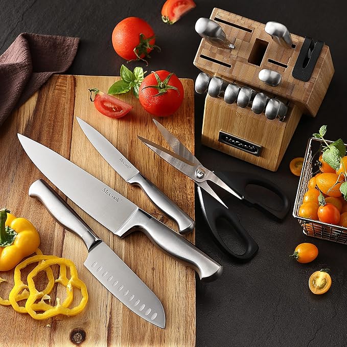 McCook® Knife Sets,German Stainless Steel Knife Block Sets with Built-in Sharpener-Ruum Studio Home
