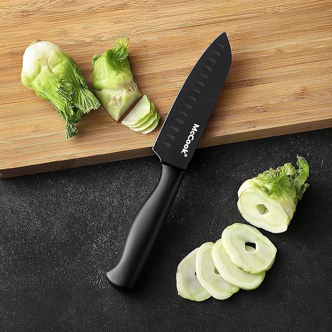 McCook® Knife Sets,German Stainless Steel Knife Block Sets with Built-in Sharpener, Black-Ruum Studio Home