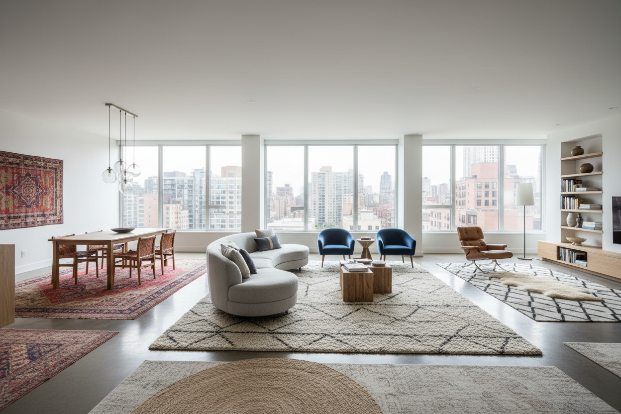 How to Create Zones in Large Rooms with Rugs