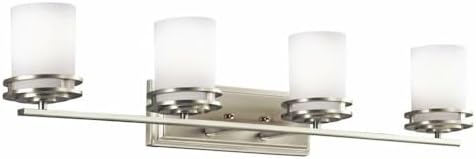 Kichler Hendrik 33.75" Vanity Light in Brushed Nickel, 4-Light Modern Bathroom Vanity with Satin Etched Cased Opal Glass, (33.5" W x 7.75" H), 5079NI-Ruum Studio Home