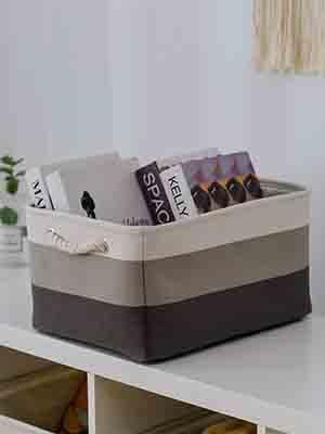 Storage Basket Fabric Sturdy Canvas Storage Bins Organizer with Handles for Clothes and Toy Storage Foldable Storage Boxes Cubes-Ruum Studio Home