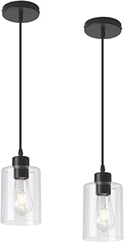 Black Pendant Light Fixture for Kitchen Island (Acc Glass)-Ruum Studio Home