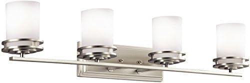 Kichler Hendrik 33.75" Vanity Light in Brushed Nickel, 4-Light Modern Bathroom Vanity with Satin Etched Cased Opal Glass, (33.5" W x 7.75" H), 5079NI-Ruum Studio Home