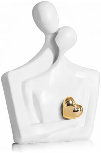 Porcelain Romantic Couple Figurines Statue White Aesthetic Decorations Hugging Couple Sculptures - Modern Ceramic Sculpture Home Accents for Living Room Bedroom Coffee Table, Desktop, Bookshelf-Ruum Studio Home