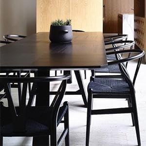 Tomile Solid Wood Wishbone Chair Y Chair Mid-Century Armrest Dining Chair, Hemp Seat (Ash Wood Black., Pack of 1)-Ruum Studio Home