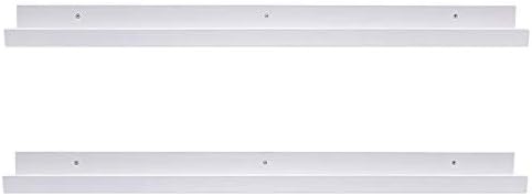 AZSKY 48 Inch White Picture Ledge Shelf Long Floating Shelves Set of 2 Wall Picture Shelf Pine Photo Frames Narrow Picture Ledge Mounting Hardware Included-Ruum Studio Home