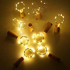 YJFWAL 24Pack 20LED Wine Bottle Lights with Cork, Cork Shape Silver Copper Wire Fairy Mini String Lights Fairy lights Battery Operated for DIY, Party, Wedding, Christmas, Halloween Decor (Warm White)-Ruum Studio Home