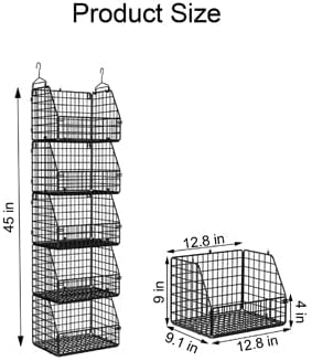 Stackable Wire Storage Baskets for Kitchen Closet Pantry, Hanging Closet Organizers Storage Shelves Organization, Wall Mount Metal Basket Bins, Clothing Vegetable & Fruit Organizer 5 pcs-Ruum Studio Home