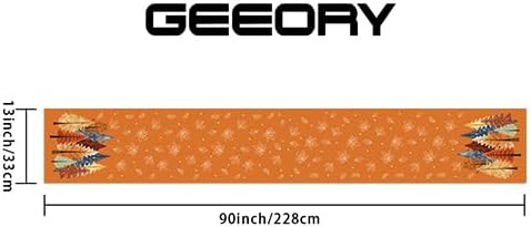GEEORY Fall Watercolor Trees & Maple Leaves Table Runner 13x90 Inch, Rustic Farmhouse Autumn Thanksgiving Decor for Kitchen, Dining, Indoor/Outdoor Holiday Dinner Party Orange GT158-90-Ruum Studio Home