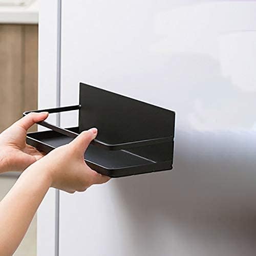 Magnetic Spice Rack Refrigerator Side Magnetic Spice Rack Kitchen Magnetic Shelf Magnetic Fridge Shelf Perfect Space Saver for Kitchen/Apartment 2 Pack (Black)-Ruum Studio Home