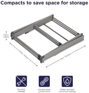 BLACK+DECKER 3 Tier Expandable Collapsing Foldable Laundry Rack for Air Drying Clothing, Space Saving Heavy Duty Lightweight Metal Drying Rack(Silver)-Ruum Studio Home