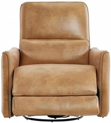 CHITA Power Recliner Chair Swivel Glider, FSC Certified Upholstered Faux Leather Living Room Nursery Reclining Sofa Chair with Lumbar Support, Cognac Brown-Ruum Studio Home