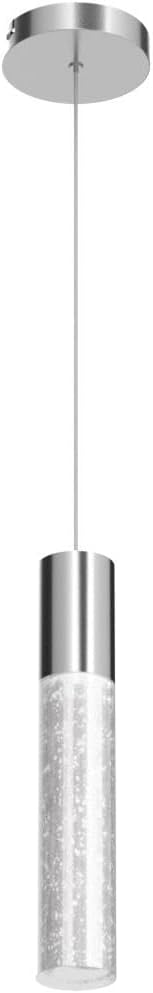 OKELI Pendant Lights Kitchen Island 1 Pack, 6000K Modern LED Bubble Crysta Pendant Light, Chrome Mini Single Island Lights Hanging Lighting for Dining Room, 6W, ETL-Ruum Studio Home