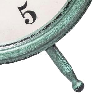 EMAX Home Vintage Green Rustic Retro Table Clock, Silent Non-Ticking, Battery Operated, 10.5"H, 7.28"W, Green Dial, Tabletop, Indoor, Kitchen-Ruum Studio Home